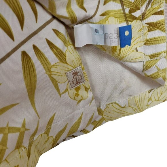 Tommy Bahama Silk Hawaiian Shirt Size Large Chartreuse Green Floral Print Aloha - Picture 6 of 10